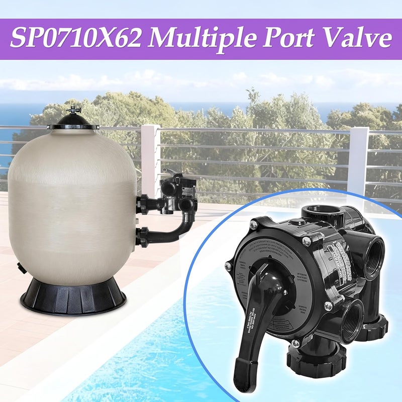RDIYIN SP0710X62 Multiple Port Valve Compatible with Hayward S210S, S244S, & S310S Series Sand Filters for 1-1/2-Inch Control Valve Assembly，Black - Image 2